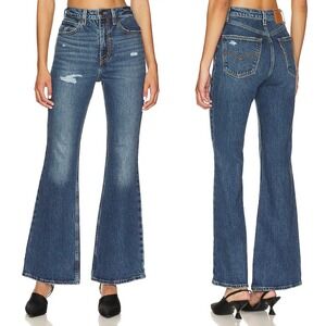 Levis Jeans Womens Size 27 Blue Medium Wash 70s High Flare Distressed Denim